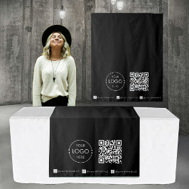 Aangepaste tafelbanner zwart bedrijf QR-code Wandkleed