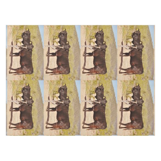 Aangepaste tafelkledij "Bruine koeien in Chrome" Tafelkleed (Voorkant (Horizontaal))