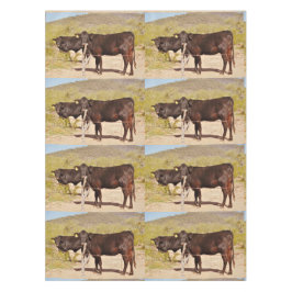 Aangepaste tafelkledij "Bruine koeien in Chrome" Tafelkleed