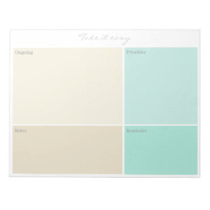 Aangepaste "Take it easy" Beige Grijs Aqua Blauwe Notitieblok