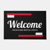 Aangepaste tandarts praktijk deurmat met tandenbor (Voorkant)