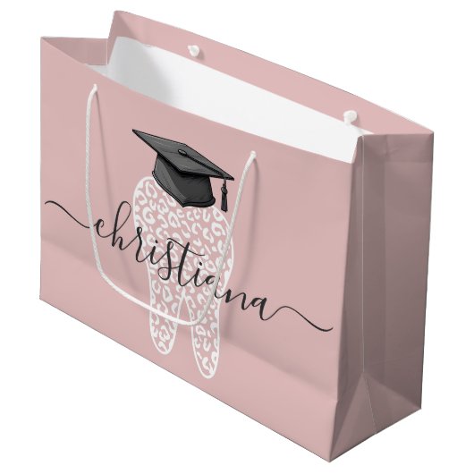 Aangepaste Tandheelkundige Afstuderen Leopard Prin Groot Cadeauzakje (Voorkant Gekanteld)