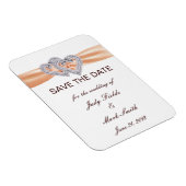 Aangepaste Tangerine Harten Save The Date Magneet (Rechterzijde)