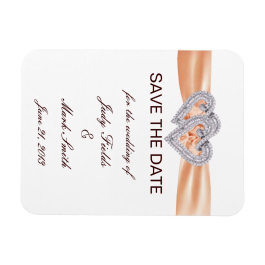 Aangepaste Tangerine Harten Save The Date Magneet (Horizontaal)