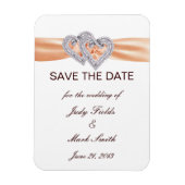 Aangepaste Tangerine Harten Save The Date Magneet (Verticaal)