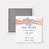 Aangepaste Tangerine Harten Save The Date Magneet (Voorkant / Achterkant)