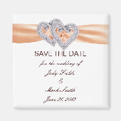 Aangepaste Tangerine Harten Save The Date Magneet (Voorkant)