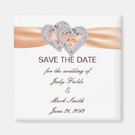 Aangepaste Tangerine Harten Save The Date Magneet