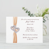 Aangepaste Tangerine Heart Engagement Party-uitnod Kaart (Staand voorkant)