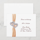 Aangepaste Tangerine Hearts Reception Kaart (Voorkant / Achterkant)