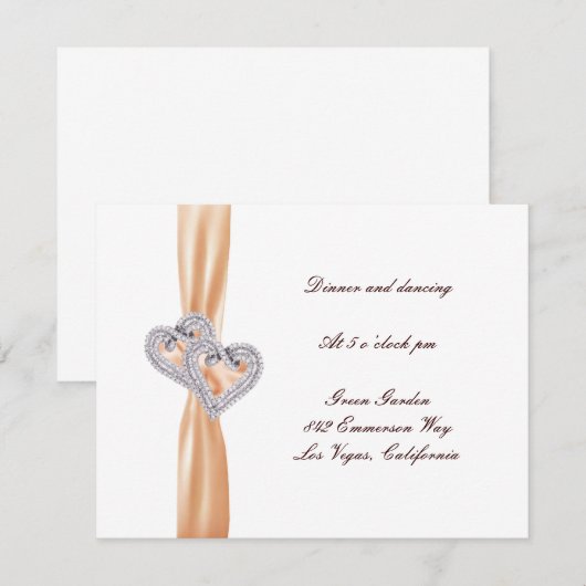 Aangepaste Tangerine Hearts Reception Kaart (Voorkant / Achterkant)