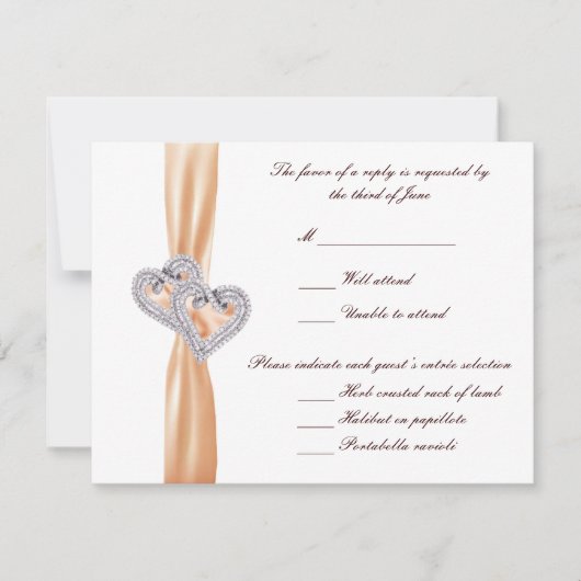 Aangepaste Tangerine Hearts Response-Kaart RSVP Kaartje (Voorkant)