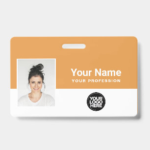 Aangepaste Tangerine Oranje Werknemers Logo Naam L Badge