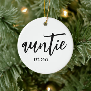 Aangepaste tante Est. Moderne penseelscripttypogra Keramisch Ornament