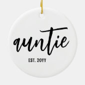 Aangepaste tante Est. Moderne penseelscripttypogra Keramisch Ornament (Achterkant)