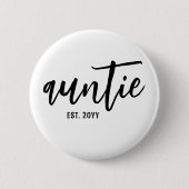 Aangepaste tante Est. Moderne penseelscripttypogra Ronde Button 5,7 Cm (Voorkant)
