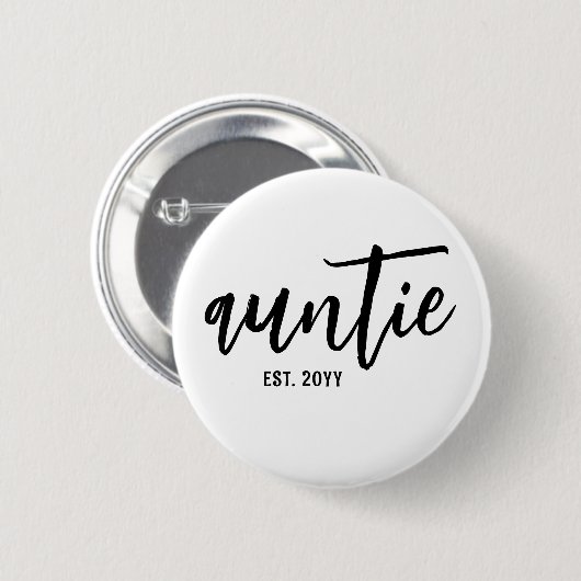 Aangepaste tante Est. Moderne penseelscripttypogra Ronde Button 5,7 Cm (Voorkant /achterkant)
