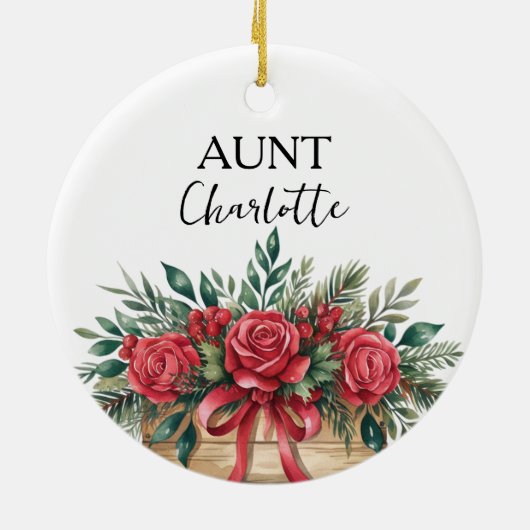 Aangepaste Tante Nieuwe Baby Aankondiging Keepsake Keramisch Ornament (Achterkant)