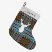 Aangepaste Tartan Clan Anderson Blue Pset Grote Kerstsok (Voorkant (Hangend))