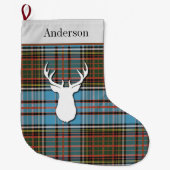 Aangepaste Tartan Clan Anderson Blue Pset Grote Kerstsok (Voorkant)