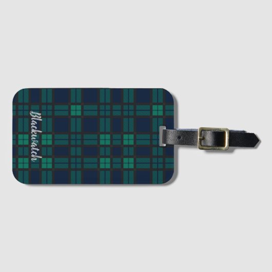 Aangepaste Tartan Clan Black Watch Pset Bagagelabel (Voorkant (horizontaal))