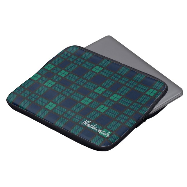 Aangepaste Tartan Clan Black Watch Pset Laptop Sleeve (Voorkant top)