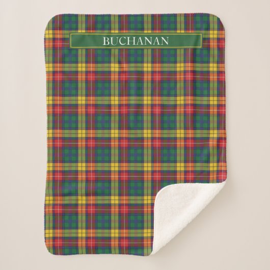 Aangepaste Tartan Clan Buchanan Pset Holiday Sherpa Deken (Voorkant)