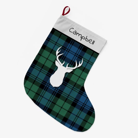 Aangepaste Tartan Clan Campbell Pset Grote Kerstsok (Voorkant (Hangend))