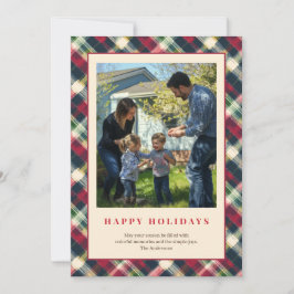 Aangepaste Tartan Familie Foto Vakantie Feestdagenkaart