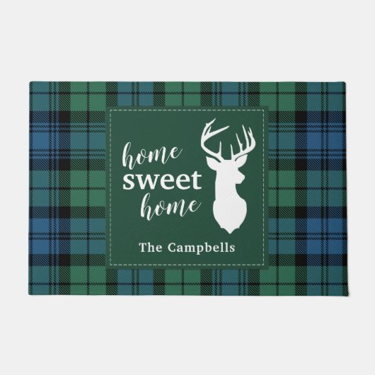 Aangepaste Tartan Kerstmis Campbell Pset Deurmat (Voorkant)
