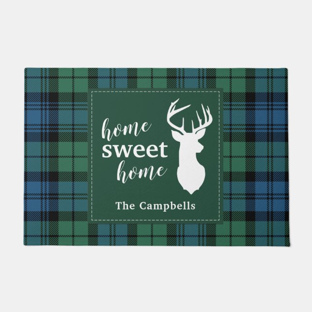 Aangepaste Tartan Kerstmis Campbell Pset Deurmat (Voorkant)