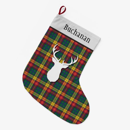 Aangepaste Tartan Red Yellow Pset Clan Buchanan Grote Kerstsok (Voorkant (Hangend))