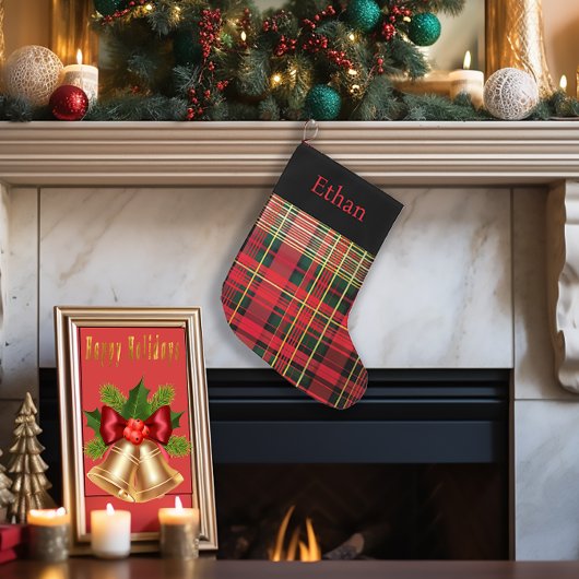 Aangepaste Tartan rode & groene kerst Grote Kerstsok