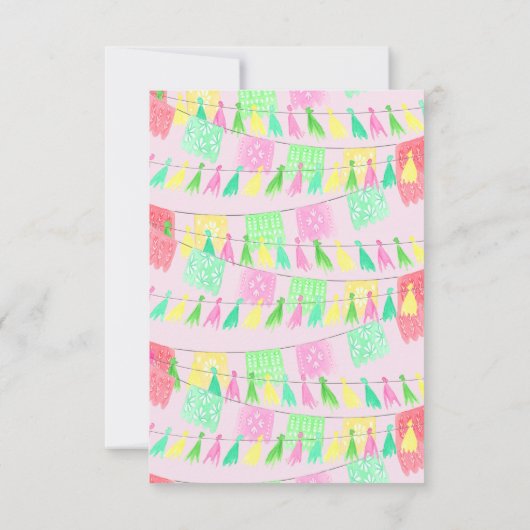 Aangepaste Tassel Papel Picado Pink Green Fiesta Bedankkaart (Achterkant)