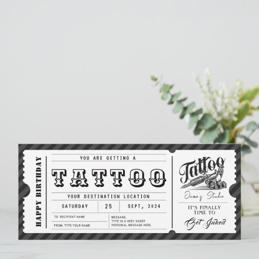 Aangepaste Tattoo GiftCard Ticket Certificaat Vouc Kaart (Staand voorkant)