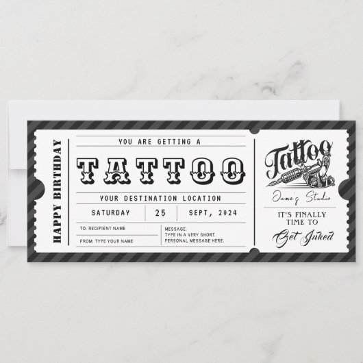 Aangepaste Tattoo GiftCard Ticket Certificaat Vouc Kaart (Voorkant)