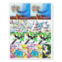 Aangepaste Tattoos Mermaid, Hornbill, mix