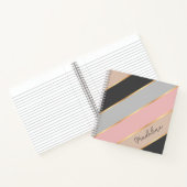 Aangepaste Taupe Beige Grijs Roze Roze Gouden Stre Notitieboek (Binnen)