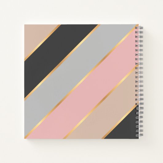 Aangepaste Taupe Beige Grijs Roze Roze Gouden Stre Notitieboek (Achterkant)
