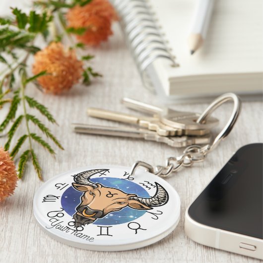 Aangepaste Taurus & Virgo Zodiac Sleutelhanger (Voorkant Rechts)