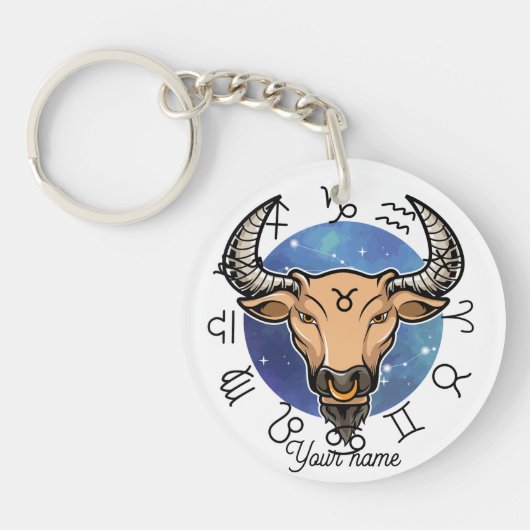 Aangepaste Taurus & Virgo Zodiac Sleutelhanger (Voorkant)