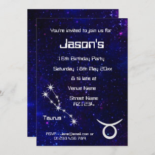 Aangepaste Taurus Zodiac Galaxy Party Kaart