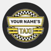 Aangepaste Taxi Sign Classic Round Sticker (Voorkant)