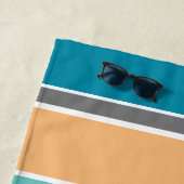 Aangepaste Teal Blauwe Gele Blush Roze Witte Strep Strandlaken (In situ)