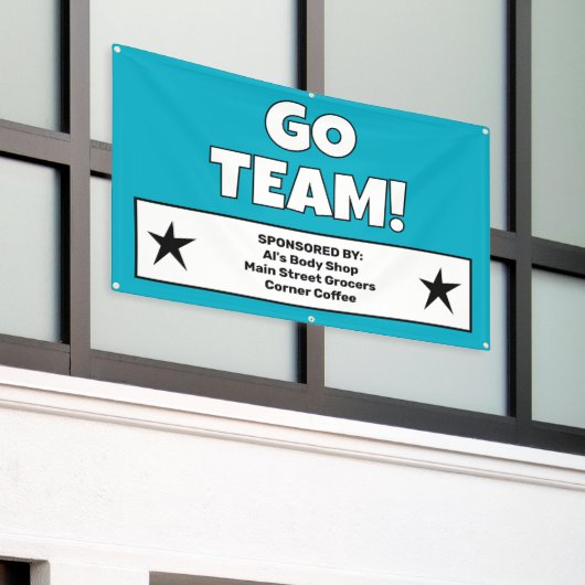Aangepaste Teal Team Banner (Buitenkant Gebouw)