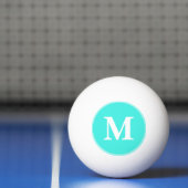 Aangepaste Teal Witte Monogram Tafeltennis Bier Pingpongbal (Net)