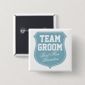 Aangepaste Team Bruidegom knopen voor trouwfeest Vierkante Button 5,1 Cm (Voorkant /achterkant)