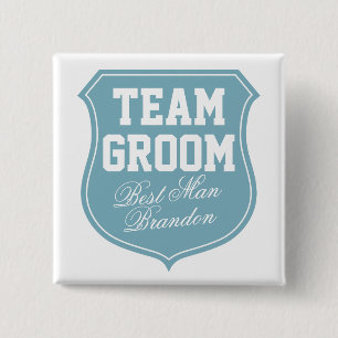 Aangepaste Team Bruidegom knopen voor trouwfeest Vierkante Button 5,1 Cm