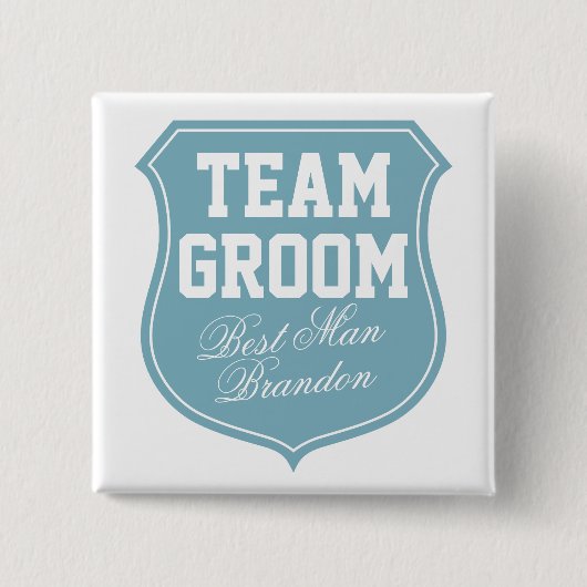 Aangepaste Team Bruidegom knopen voor trouwfeest Vierkante Button 5,1 Cm (Voorkant)