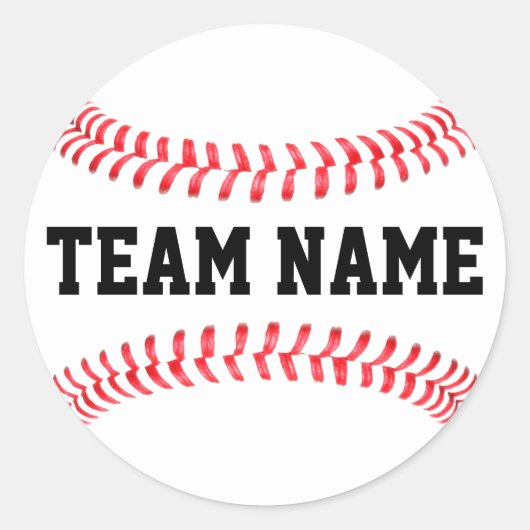 Aangepaste team of afspeelnaam van Baseball Sports Ronde Sticker (Voorkant)